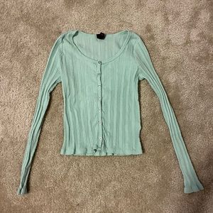 Art Class Girls Size L 10/12 Long Sleeve Mint Green Scoop Neck Buttoned Shirt